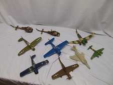  9 plastic die cast Army Planes  Helicopters all different green blue bombers