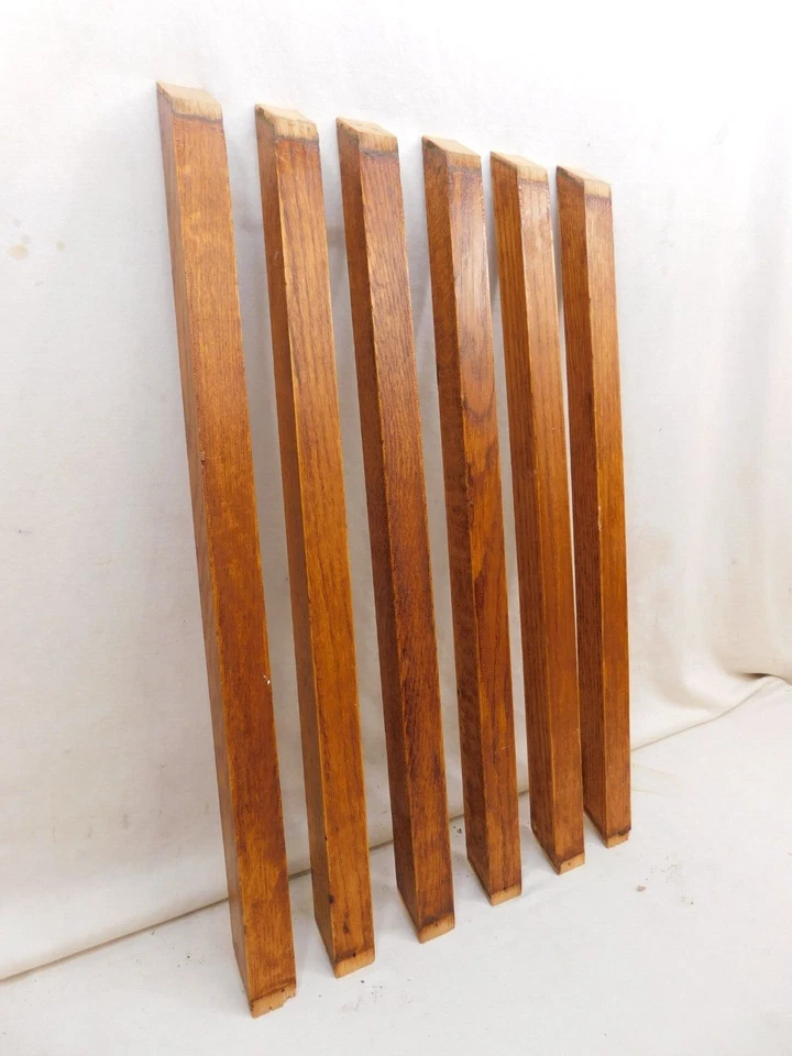 Seis BALÚSTRES antigos de 1900 corrimão de escada carvalho quadrado estilo ARTESÃO/MISSÃO - Imagem 2 de 4