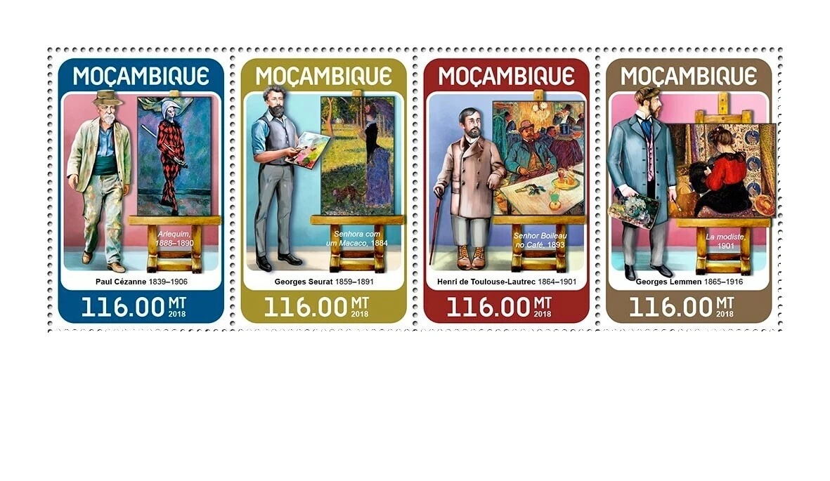 Art, Artists Decimal Mozambican Stamps
