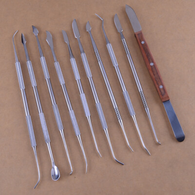 Dental Lab Instruments Stainless Steel Kit Wax Carving Tool Set 10 Pcs