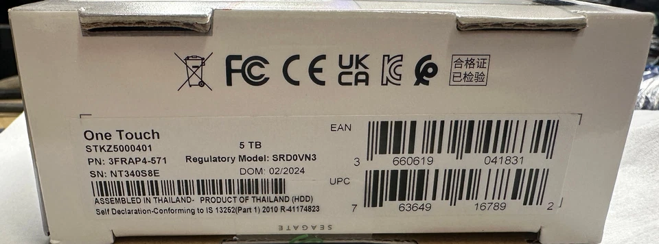 Seagate One Touch with Password Portable Hard Drive  5TB Grey New Boxed HDD BNIB - Image 3 of 4