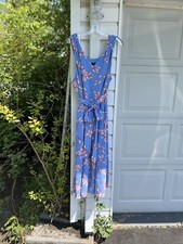 NWT Talbots Pretty Light Blue Orange Cream Floral Sleeve Lined MIDI Dress 20W