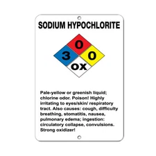 Vertical Metal Sign Multiple Sizes Sodium Hypochlorite Irritating Respiratory