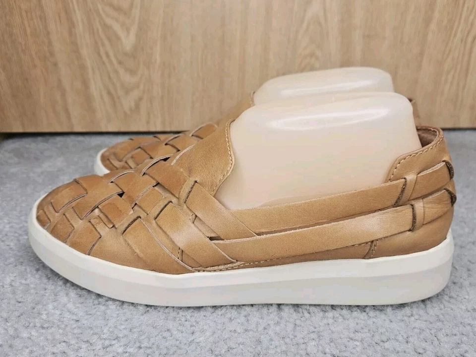 Frye Huarache Leather Woven Tan Women's Slip On Loafers 8 - Image 4 of 4