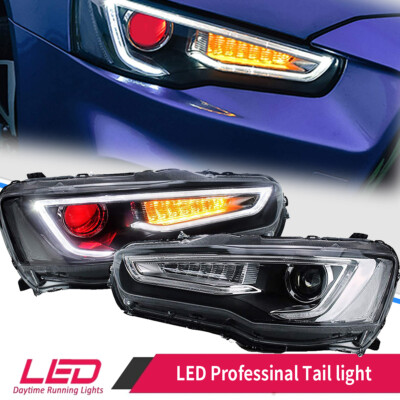 2*VLAND Scheinwerfer für 2008-20 Mitsubishi Lancer EVO X Dual Beam Gelb Dynamic
