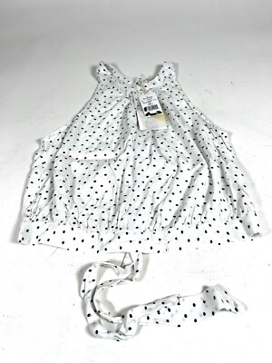 THREAD & SUPPLY - BLACK POLKA DOTS WHITE SLEEVELESS  TOP WOMENS SZ. S - NWT