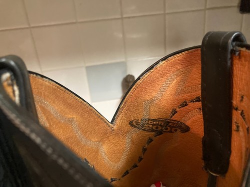 Lucchese Vintage BLACK Leather Cowboy Boots 9 EE - 第 16/18 張圖片