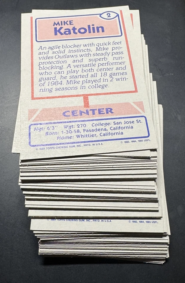 1985 Topps USFL Football Cards 1-132 (NM) - You Pick - Complete Your Set - Image 3 of 3