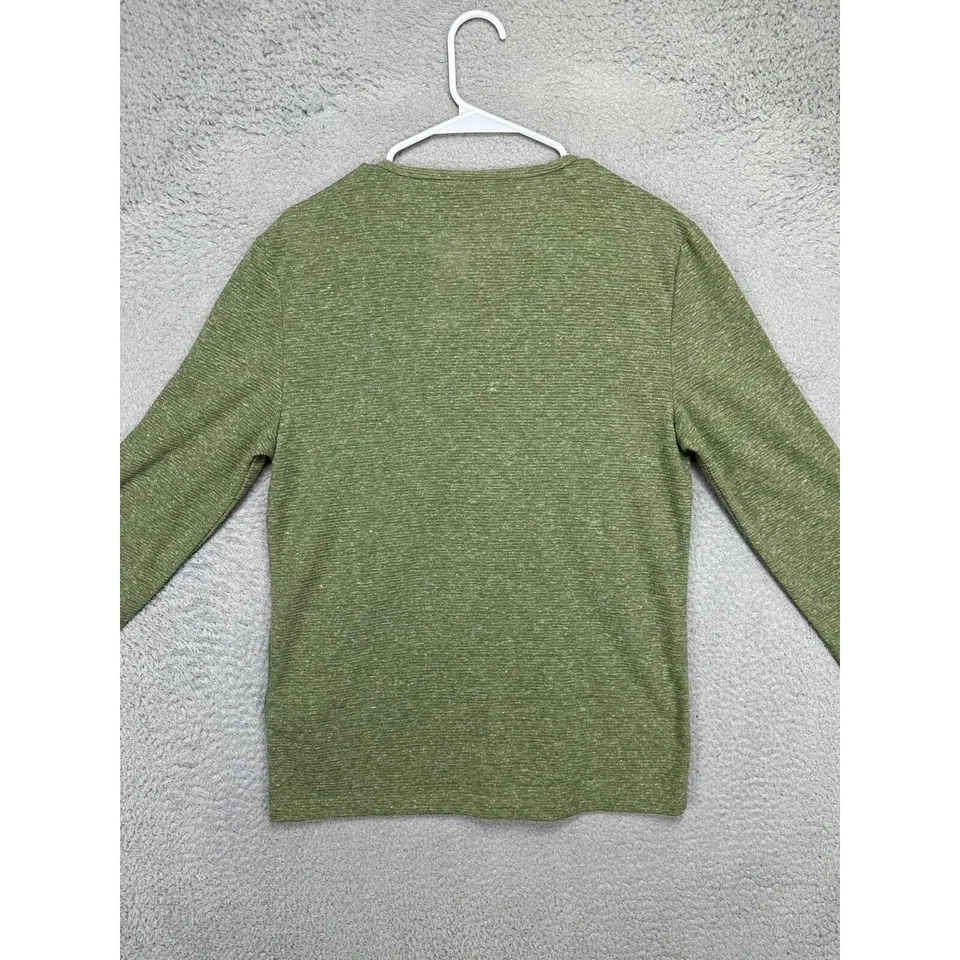 Asos Camisa Adulto Mediana Verde Henley Mezcla de Lino Camiseta Camiseta Manga Larga Hombres NUEVO Foto 4 de 4