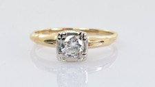 Vintage Diamond Solitaire Engagement Ring 14k Yellow Gold .25 Carats Size 4.25
