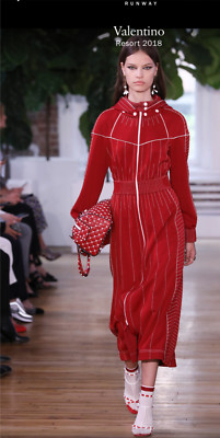 NEW VALENTINO Runway Resort White Rockstud Red Suede T-Strap