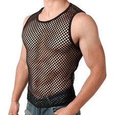 Men Vest Slim Fit Gym Hollow Grid Sexy Sleeveless Waistcoat Casual Fashion