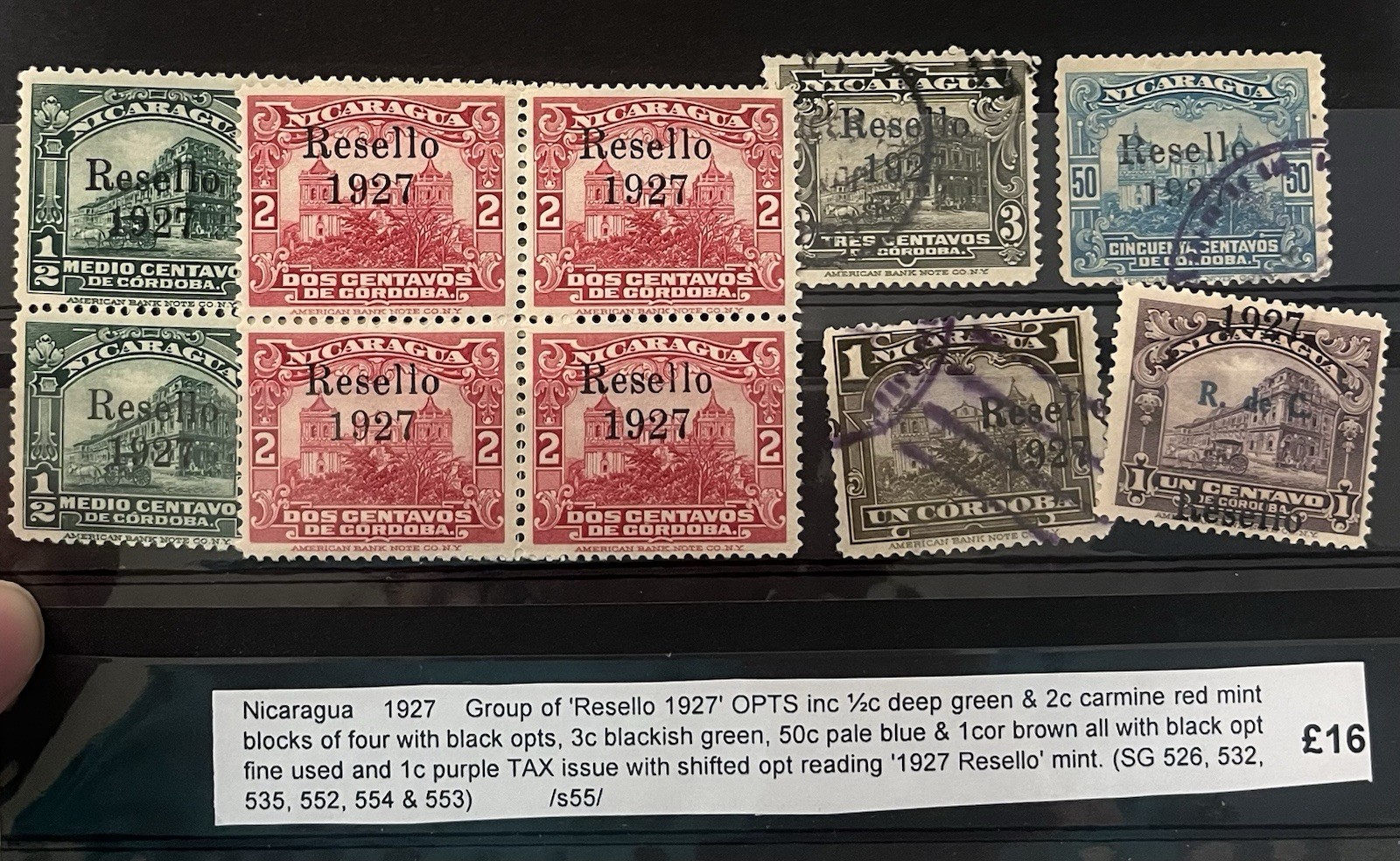 1927 Nicaragua Group Of Rosello 1927 Overprints SG stamps 526, 532, 535, 552…