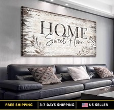 Large Home Sweet Home Wall Art Sign - Dark Brown Rustic Farmhouse Decor