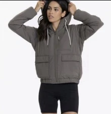 Vuori Tahoe Gray Insulated Long Sleeve Zip Up Hooded Hoodie Coat Jacket Size XS