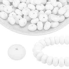 110Pcs Silicone Beads 14mm Lentil Rubber Focal Beads Bulk, White