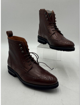 New Southern Gents Rogue Wingtip Boots Brown Leather Brogue Men's Size EU 38