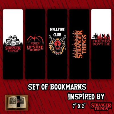 Set of 5 Laminated Handmade Bookmarks - Inspired by Stranger Things
