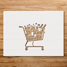 Shopping Cart Filled with Various Items Wall Art Reusable Plastic Stencil Phy  