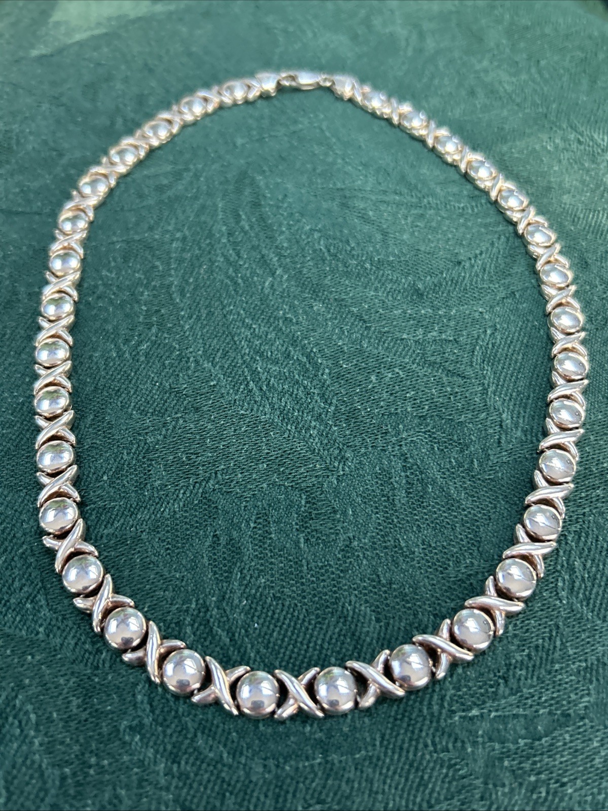 Sterling Silver X & O's Hugs & Kisses Necklace 16.5” 34Grams Italy 925