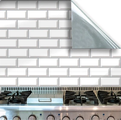 Dolls House Wallpaper, White Metro Wall Tiles 1/12, Stick On Miniature - Image 1 of 4