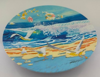 Set of 5 Oneida Melamine Salad Plates 8 1/2'' Print Colorful. Pre-owned