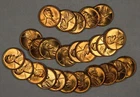 1944 (P) Lincoln Wheat Cent Penny 25-Coin 1/2 Half Roll Tube BU 1c