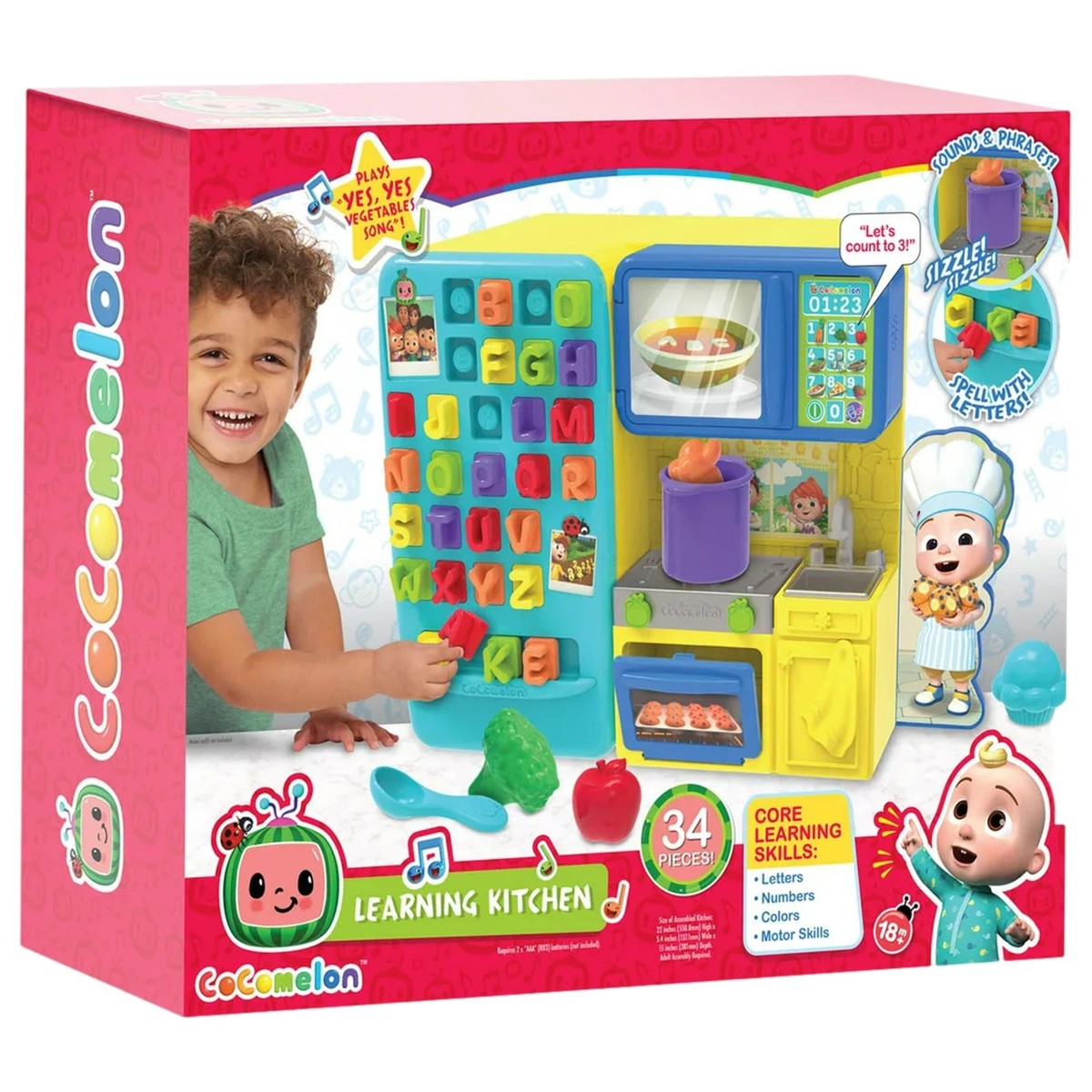 CoComelon Learning Kitchen Playset with Letters, 34 Piece