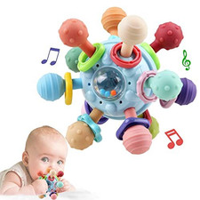 Baby Sensory Teething Toys - Teether  Rattle - Gifts for Infant Blue
