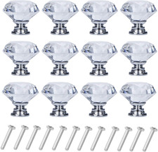 12 Pack Drawer Knobs Diamond Shaped Crystal Glass 30mm Cabinet Knobs Pull Handle