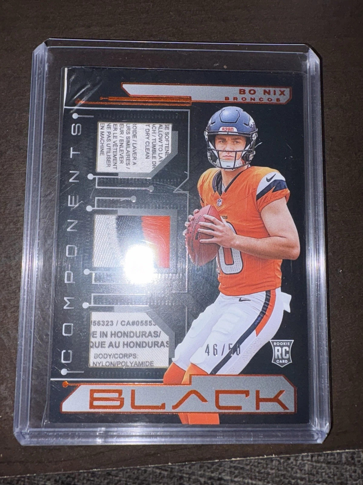 Bo Nix Panini Black Components Relics #CO6 Citrine