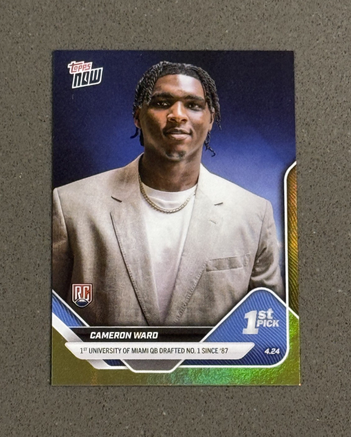 2025 Topps Now Draft #D1 Cam Ward Gold Foil #'d 50 /50 RC