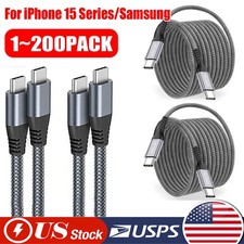 60W USB C to C Cable Fast Charge PD Nylon Cord 3/6/10FT for iPhone17 Samsung lot