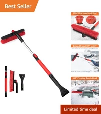 Ergonomic 42-Inch Extendable Ice Scraper & Snow Brush - Lightweight & Compact