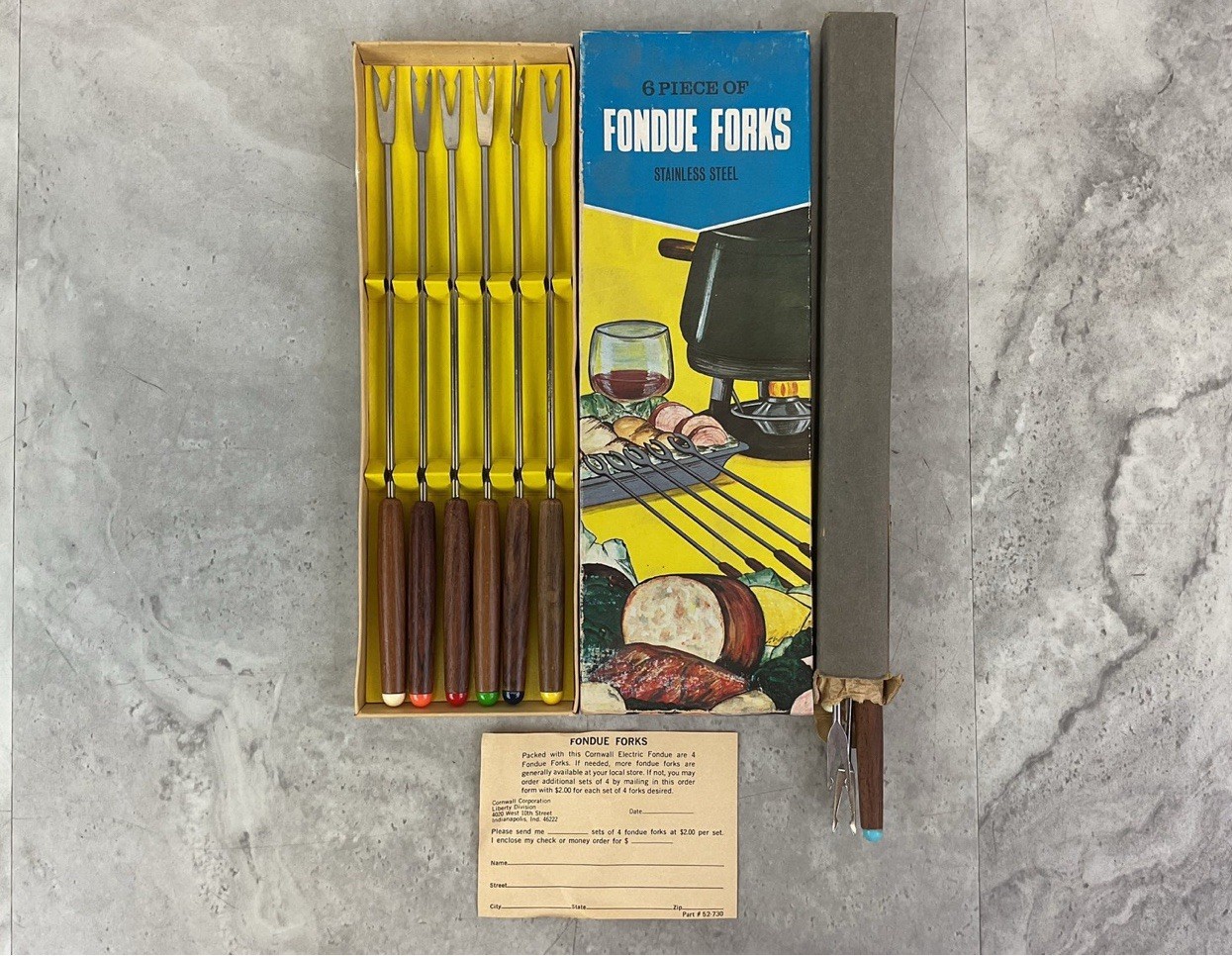 Vintage Cortina Electric Fondue Set Avocado Green Wood Handle Mid Century Modern
