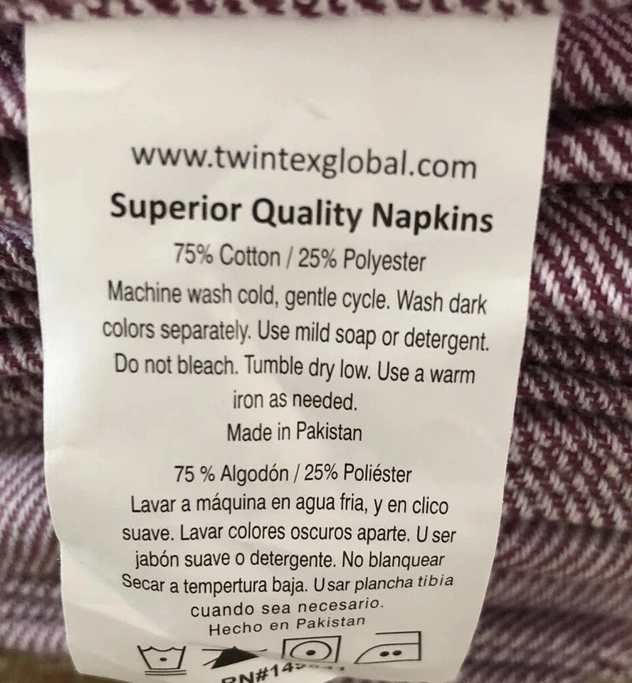 Juego de 12 servilletas de cena a rayas moradas NUEVAS nunca usadas-18”x 17” mezcla de algodón Foto 3 de 4