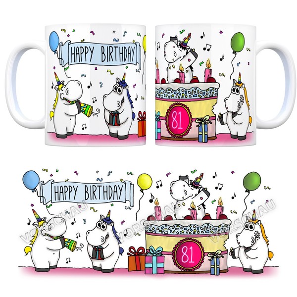 Kaffeebecher Mit Einhorn Geburtstagsparty Motiv Zum 81. Geburtstag Tasse Mug-image
