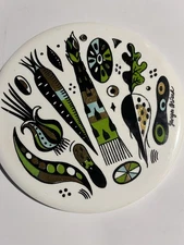 Vtg MCM Georges Briard  Ceramic 6” Trivet Plate Stylized Green Vegetable Motif