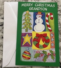 Merry Christmas GRANDSON Thoughtful 5”x7.75" Stockwell Greeting Card