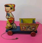 11" Long Vintage 1939 Fisher Price Walt Disney Pinocchio Express Wood Pull Toy O