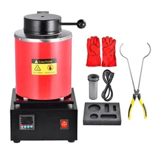 1500W Electric Gold Melting Furnace 6.6LB Crucible Casting Ingot Mold Kit