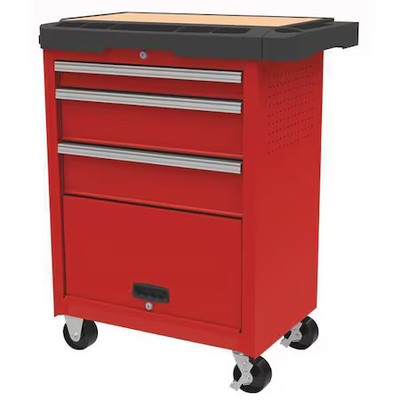 Westward 31Ce55 Westward Rolling Tool Cabinet, 3-Drawers, Gloss Red, 34.5'' W X