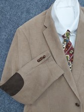 Chaps Corduroy Blazer Mens 48 Long Brown Elbow Patches 2 Button Vtg Sportcoat