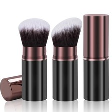 Retractable Kabuki Makeup Brushes, Travel Powder Foundation Brown Black