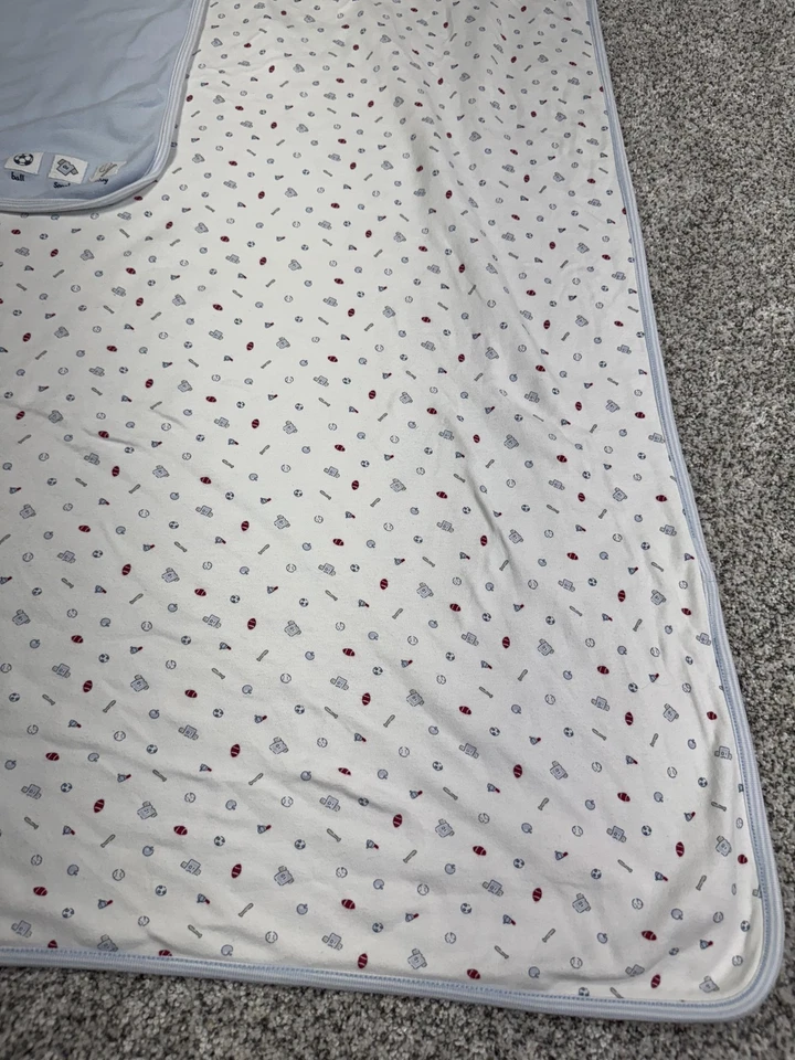 Gymboree Manta Bebé Talla Única Azul Blanco Jersey Deportivo Algodón Suave Tiro de Juego Foto 3 de 4