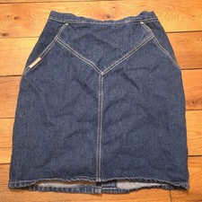 Vintage Gitano Denim Skirt Size 12 Straight Dark Blue Jean Below Knee Midi M L