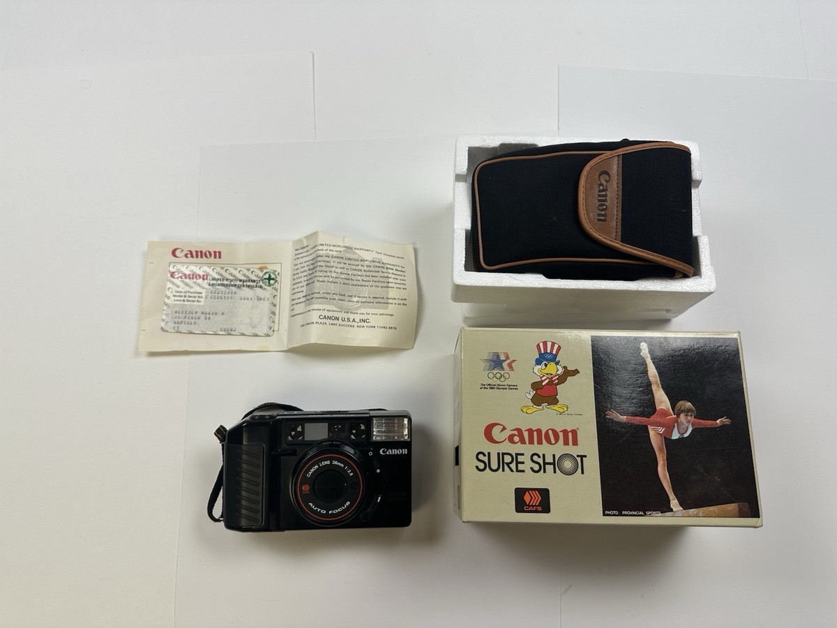 Canon Sureshot Camera 1984 Olympics With Case & Box Needs Repair