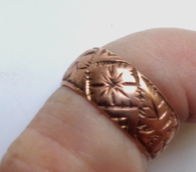 Oro Rosa Alianza 9ct Estampado Banda Victoriano Contraste 1898 Talla i A J