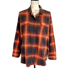 Old Navy The Boyfriend Swiftie Evermore Orange Plaid Flannel Shirt Size XL