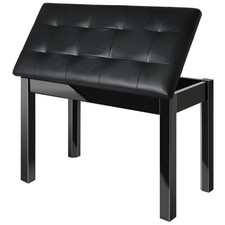 Elegant Black Piano Bench with Storage Compartment
